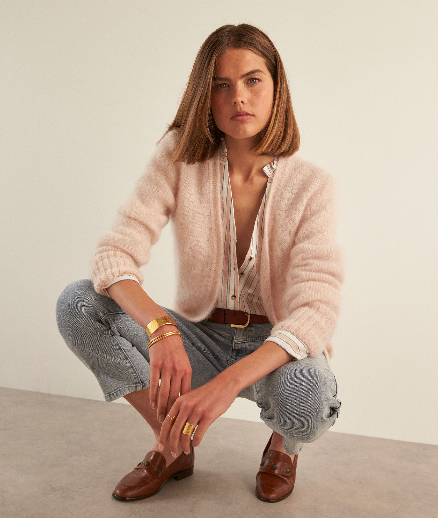 Gilet Laine Gilet Femme Rose PoudrÃ© Gilet Rose Mohair