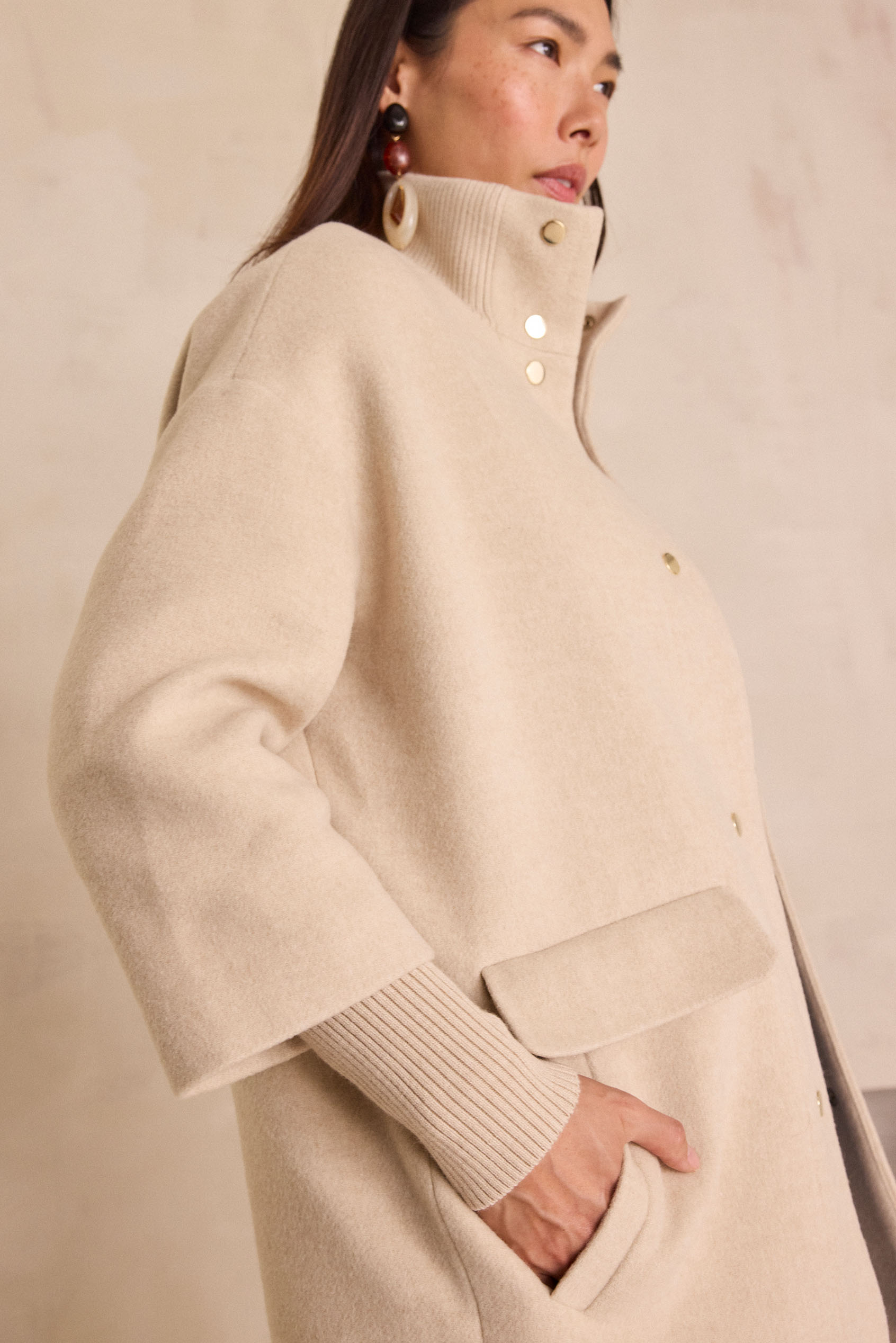 Manteau MAGDA en laine Femme BEIGE Maison 123